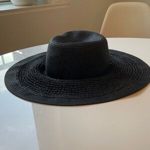 J. Crew Classic Black Straw Hat